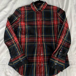 JCrew Black Stewart Plaid Dress Shirt Slim 6P